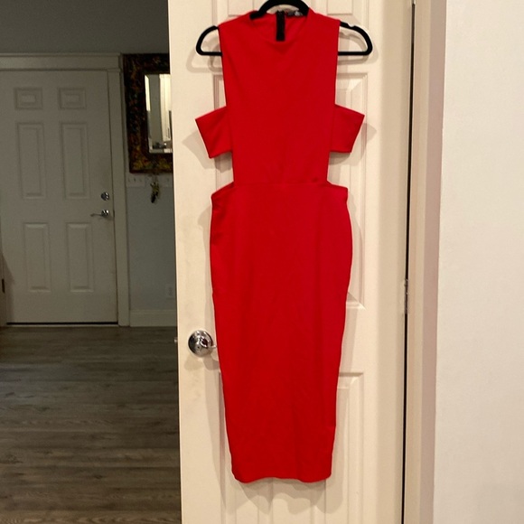 Missguided Dresses & Skirts - Missguided Red Cutout Midi Pencil Dress